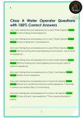 Class A Water Operator Questions  with 100&percnt; Correct Answers