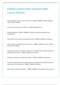 Esthetics Theory Exam Questions With Correct Answers 