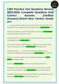 CMP Practice Test Questions Newest  2025&sol;2026 Complete Questions And  Correct  Answers  &lpar;Verified  Answers&rpar;&vert;Brand New Version Grade  A&plus;&excl;