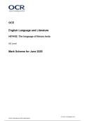 OCR AS Level English Language and Literature H074&sol;02 JUNE 2025 MARK SCHEME&colon; The language of literary texts