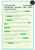 Computerized  Accounting  Quickbooks Questions with 100&percnt;  Correct AnswersComputerized  Accounting  Quickbooks Questions with 100&percnt;  Correct Answers