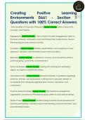 Creating  Positive  Learning  Environments D661 - Section 3  Questions with 100&percnt; Correct Answers 
