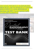 TEST BANK FOR DENTAL RADIOGRAPHY PRINCIPLES AND TECHNIQUES 6TH EDITION JOEN IANNUCCI LAURA HOWERTON_ 1 Questions with 100% Correct Answers Latest Versions 2025 Top Rated A+.