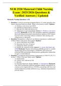 NUR 2520 Maternal Child Nursing Exam &vert; 2025&sol;2026 Questions & Verified Answers &vert; Updated