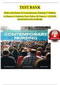 TEST BANK Ethics and Issues in Contemporary Nursing 3rd Edition by Margaret A. Burkhardt, Nancy Walton || All Chapters (1 - 20) - Updated Version 2025-2026 A+
