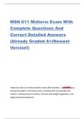 MSN 611 Midterm Exam With  Complete Questions And  Correct Detailed Answers  &vert;Already Graded A&plus;&lpar;Newest  Version&excl;&rpar;