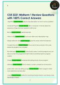 CSE 2221 Midterm 1 Review Questions  with 100&percnt; Correct Answers