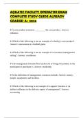 AQUATIC FACILITY OPERATOR EXAM COMPLETE STUDY GUIDE ALREADY GRADED A&plus; 2026