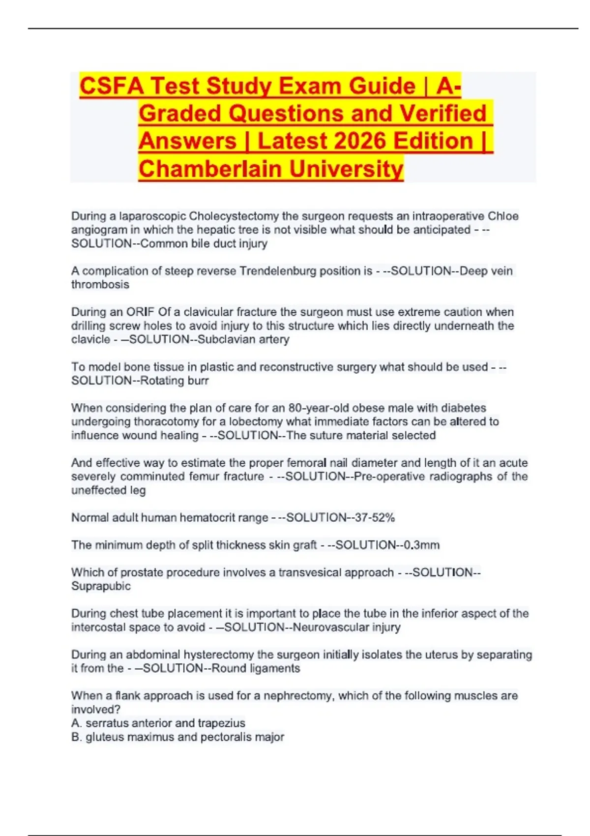 CSFA Test Study Exam Guide | A Graded Questions and Verified Answers ...