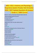 WGU  D313  Anatomy and Physiology 2  Respiratory System Practice Test V2 &lpar;Latest  2026 &sol; 2027 Update&rpar; Questions & Answers  &vert; Grade A &vert; 100&percnt; Correct