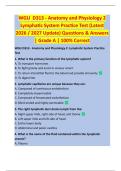 WGU  D313 - Anatomy and Physiology 2  Lymphatic System Practice Test &lpar;Latest  2026 &sol; 2027 Update&rpar; Questions & Answers  &vert; Grade A &vert; 100&percnt; Correct 