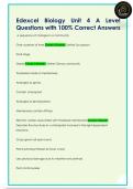 Edexcel Biology Unit 4 A Level  Questions with 100&percnt; Correct Answers