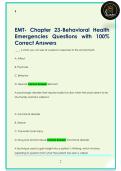 EMT- Chapter 23-Behavioral Health  Emergencies Questions with 100&percnt;  Correct Answers