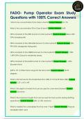 FADO- Pump Operator Exam Study  Questions with 100&percnt; Correct Answers