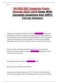 VA DEQ ESC Inspector Exam Newest Exam With Complete Questions And 100&percnt; Correct Answers