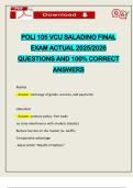 POLI 105 VCU SALADINO FINAL EXAM ACTUAL 2025&sol;2026 QUESTIONS AND 100&percnt; CORRECT ANSWERS