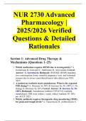 NUR 2730 Advanced Pharmacology &vert; 2025&sol;2026 Verified Questions & Detailed Rationales
