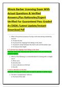 Illinois Barber Licensing Exam With Actual Questions & Verified Answers&comma;Plus Rationales&sol;Expert Verified For Guaranteed Pass Graded A&plus;&sol;2026 &sol;Latest Update&sol;Instant Download Pdf