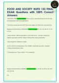 FOOD AND SOCIETY NUFD 153 FINAL  EXAM Questions with 100&percnt; Correct  Answers