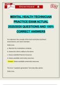 MENTAL HEALTH TECHNICIAN PRACTICE EXAM ACTUAL 2025&sol;2026 QUESTIONS AND 100&percnt; CORRECT ANSWERS