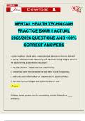 MENTAL HEALTH TECHNICIAN PRACTICE EXAM 1 ACTUAL 2025&sol;2026 QUESTIONS AND 100&percnt; CORRECT ANSWERS
