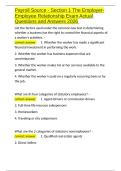 Payroll Source - Section 1 The Employer-Employee Relationship Exam Actual Questions and Answers 2026&period;docx