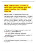 Medication Aide Test &lpar;Latest 2025 &sol; 2026&rpar;&colon; Most Comprehensive Qs & Ans - to Pass the Exam&comma; 100&percnt; Verified - UPDATED