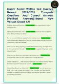 Guam Permit Written Test Practice  Newest  2025&sol;2026  Complete  Questions And Correct Answers  &lpar;Verified  Answers&rpar;&vert;Brand  Version Grade A&plus;&excl;