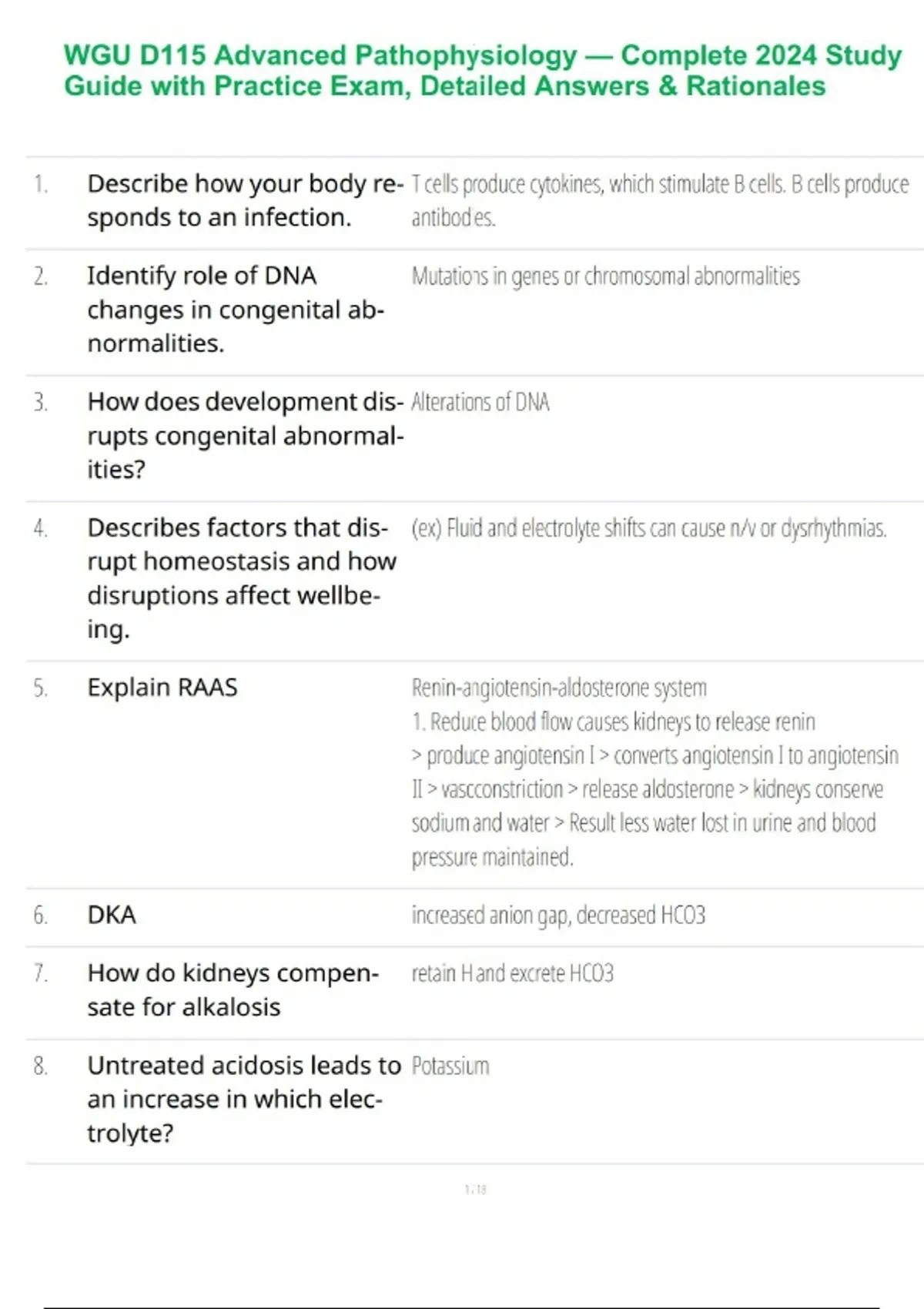 WGU D115 Advanced Pathophysiology — Complete 2024 Study Guide with ...