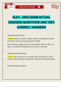 ELO1 &ndash; WGU EXAM ACTUAL 2025&sol;2026 QUESTIONS AND 100&percnt; CORRECT ANSWERS
