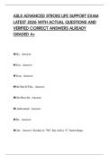 ASLS ADVANCED STROKE LIFE SUPPORT EXAM LATEST 2026 WITH ACTUAL QUESTIONS AND VERIFIED CORRECT ANSWERS ALREADY GRADED A&plus;