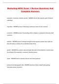 Marketing 4650&colon; Exam 1 Review Questions And Complete Answers 