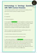 Immunology & Serology Questions  with 100&percnt; Correct Answers 