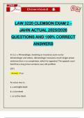 LAW 3220 CLEMSON EXAM 2 &ndash; JAHN ACTUAL 2025&sol;2026 QUESTIONS AND 100&percnt; CORRECT ANSWERS