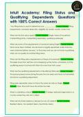 Intuit Academy&colon; Filing Status and  Qualifying Dependents Questions  with 100&percnt; Correct Answers 