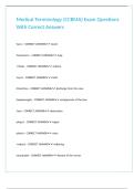 Medical Terminology &lpar;CCBMA&rpar; Exam Questions With Correct Answers