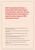 CSCC Accounting 1212 Exam 1 Study Guide| Brand New Expert Exam Questions with Clear Correct Verified Answers| All Graded A+| Latest Premium Update| 100% Guaranteed Success.