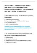 TEXAS ATHLETIC TRAINER LICENSING EXAM &mdash;  PRACTICE TEST QUESTIONS AND CORRECT  ANSWERS &lpar;VERIFIED ANSWERS&rpar; PLUS RATIONALES  2026 Q&A &vert; INSTANT DOWNLOAD PDF