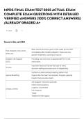 MPDS FINAL EXAM TEST 2025 ACTUAL EXAM COMPLETE EXAM QUESTIONS WITH DETAILED VERIFIED ANSWERS &lpar;100&percnt; CORRECT ANSWERS&rpar; &sol;ALREADY GRADED A&plus;