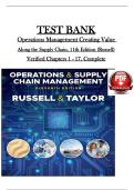 Test Bank for Operations Management&colon; Creating Value Along the Supply Chain&comma; 11th Edition by Roberta S&period; Russell and Bernard W&period; Taylor