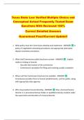 Texas State Law Verified Multiple Choice and  Conceptual Actual Frequently Tested Exam  Questions With Reviewed 100&percnt;   Correct Detailed Answers  Guaranteed Pass&excl;&excl;Current Update&excl;&excl; 