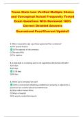 Texas State Law Verified Multiple Choice  and Conceptual Actual Frequently Tested  Exam Questions With Reviewed 100&percnt;  Correct Detailed Answers  Guaranteed Pass&excl;&excl;Current Update&excl;&excl; 
