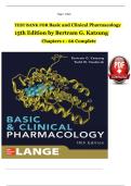 Test Bank for Basic and Clinical Pharmacology &lpar;15th Edition&rpar; by Bertram G&period; Katzung &mdash; Chapters 1&ndash;66&comma; Complete Newest Version