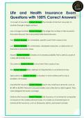 Life  and Health Insurance Exam  Questions with 100% Correct Answers 