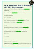 Local Anesthesia Board Questions  with 100&percnt; Correct Answers
