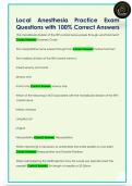 Local Anesthesia Practice Exam  Questions with 100&percnt; Correct Answers