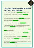 LTO Driver's License Review Questions  with 100&percnt; Correct Answers 
