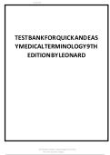 Quick & Easy Medical Terminology 9th Edition Test Bank &ndash; Complete Study Guide & Practice Questions
