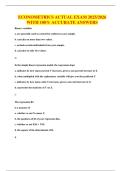 ECONOMETRICS ACTUAL EXAM 2025&sol;2026 WITH 100&percnt; ACCURATE ANSWERS