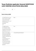 Texas Pesticide Applicator General QUESTIONS AND VERIFIED SOLUTIONS 2024_2025